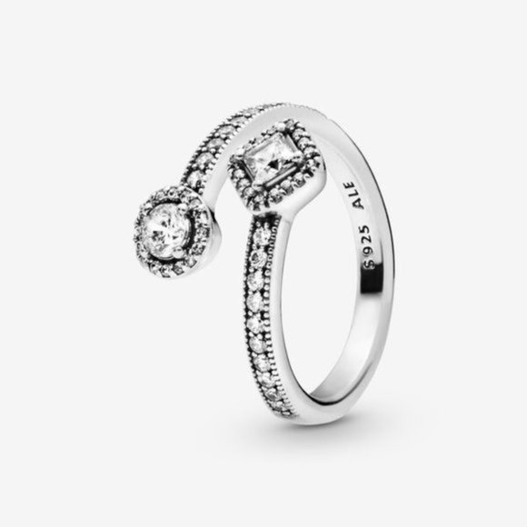 💍Pandora Sparkling Square & Circle Open Ring - Picture 1 of 4